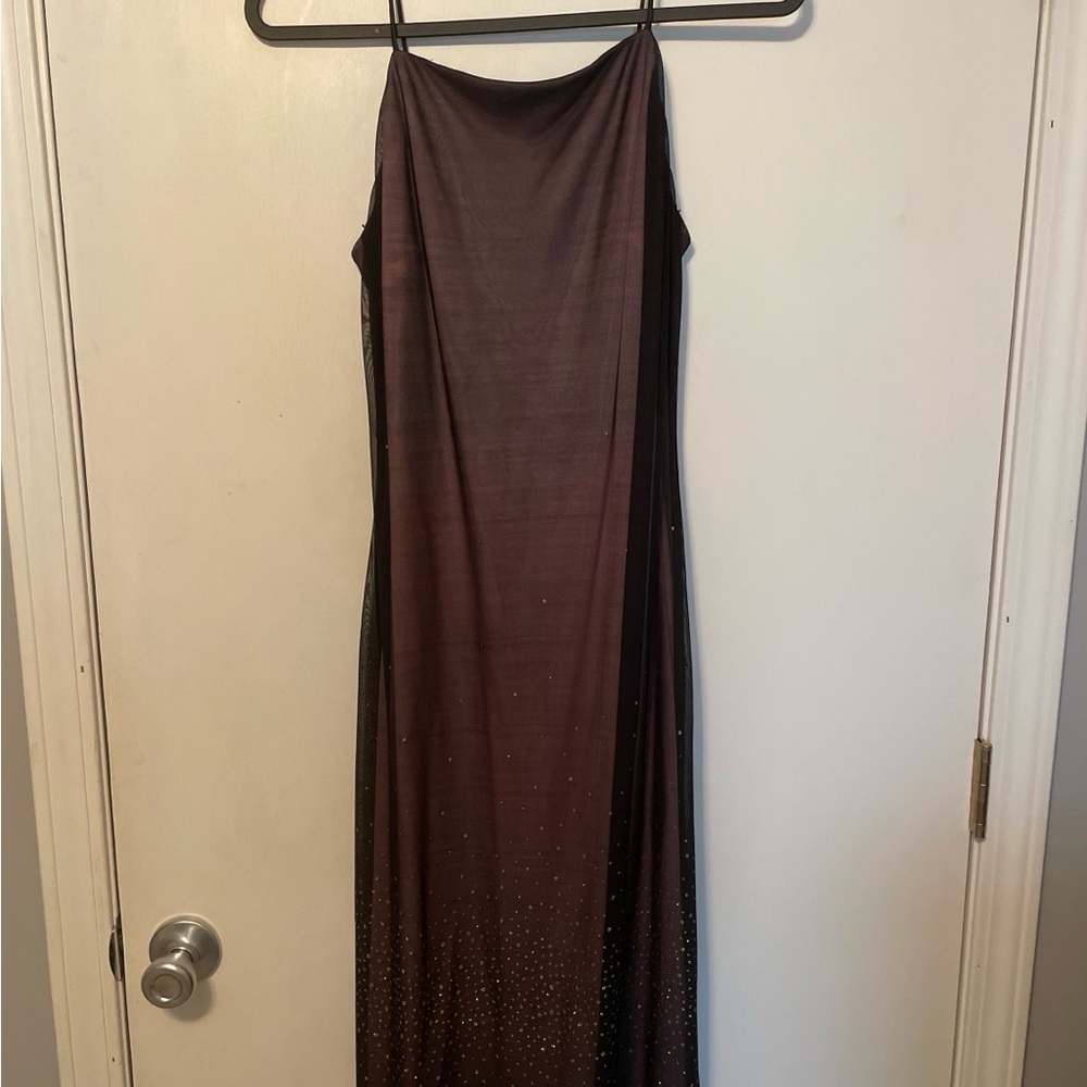 Elegant Purple and Black Dress with Subtle Sparkle